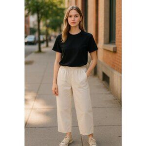 Vintage ORBIT SPORT White Pull On Elastic Waist Capri Length Pants Size 14